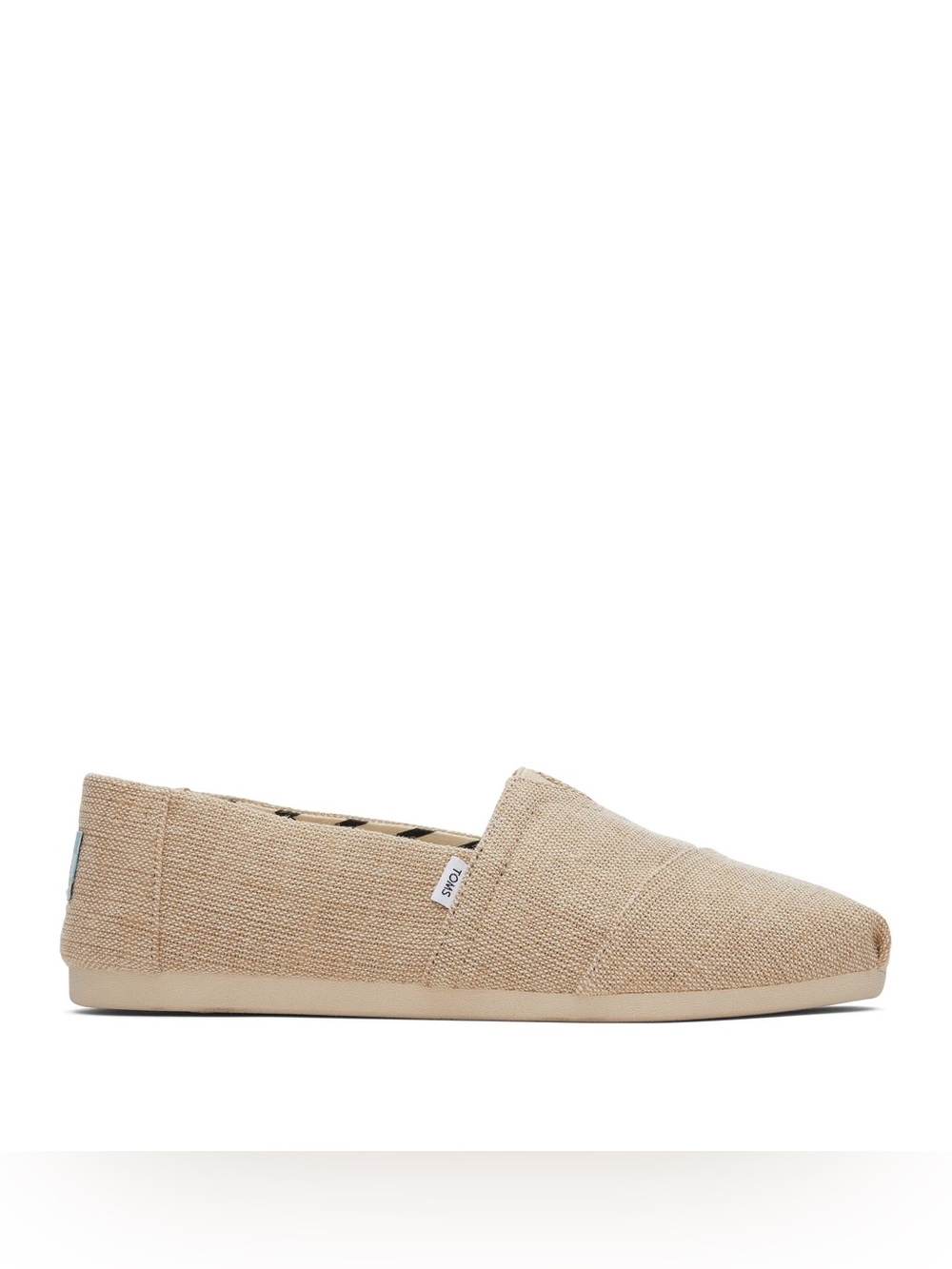 Toms Men’s Alpargatas Slip-On Loafers in Natural Beige Canvas Size 14
